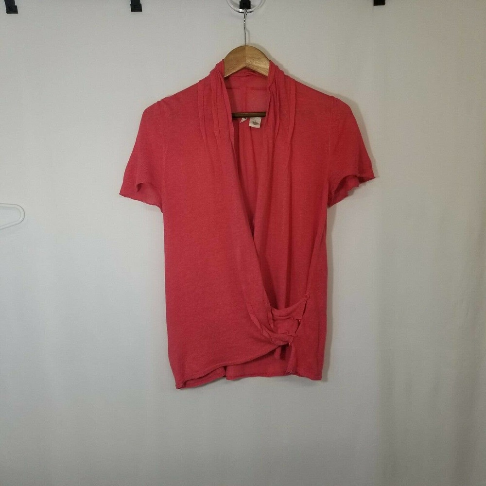 Anthropologie Moth Coral Linen Blend Sweater